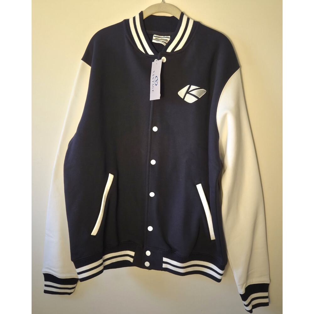 New Vantage Kaseya Varsity Jacket Miami Heat Tech Mens Size L Navy + White